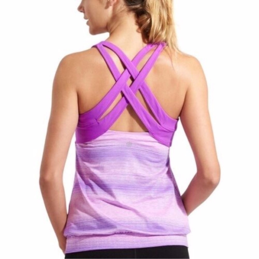 Athlete Green Stripe Built in Sports Bra Stride Crunch Tank Top Small. - Picture 9 of 9